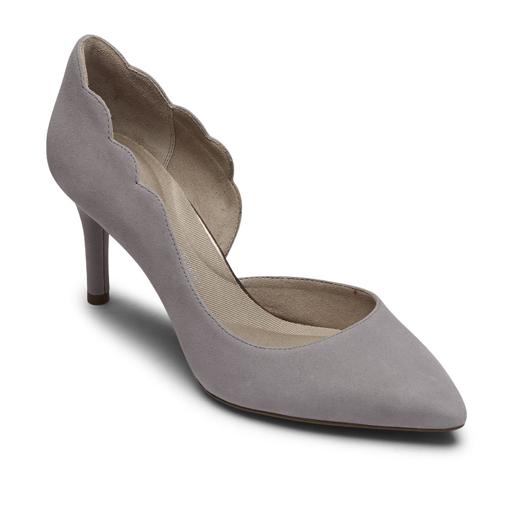 Rockport Singapore Womens Heels - Total Motion 75mm Scalloped DOrsay Grey - YK4059837